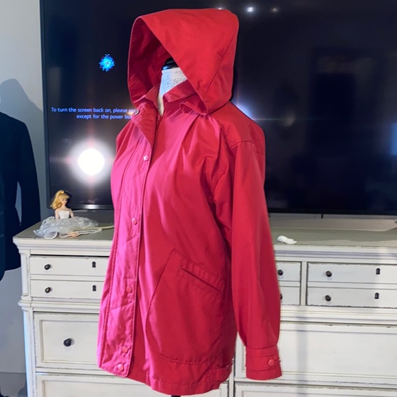 London Towne red jacket coat removable hood & removable quilted insert Small - Picture 6 of 17
